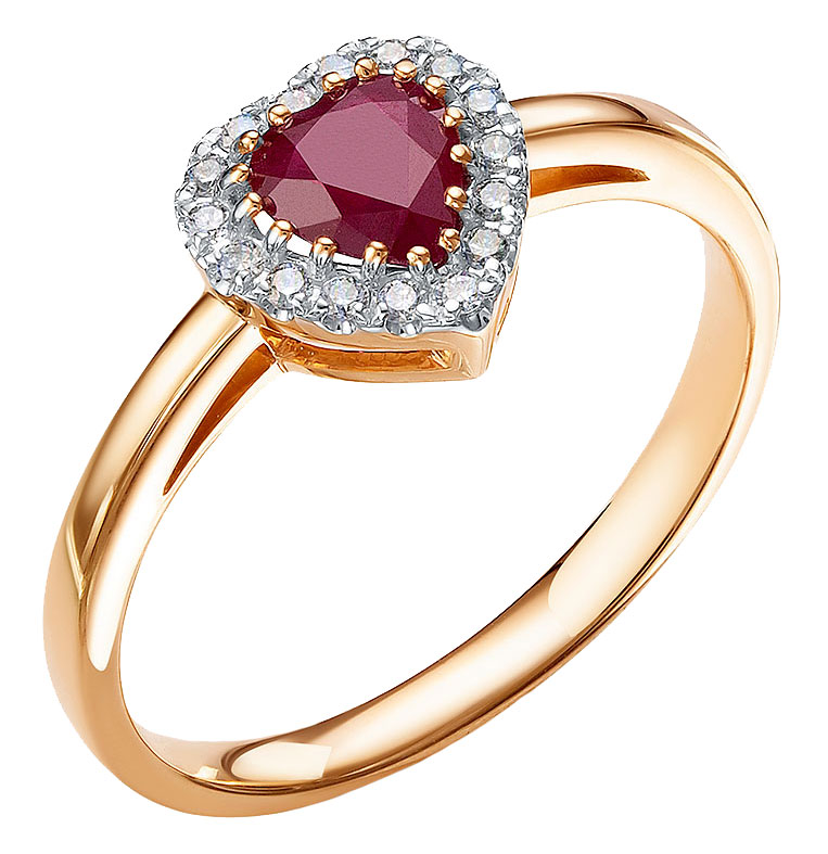 Золотое кольцо RoseGrace 5-6456-103-1K-RUB с рубином, бриллиантами