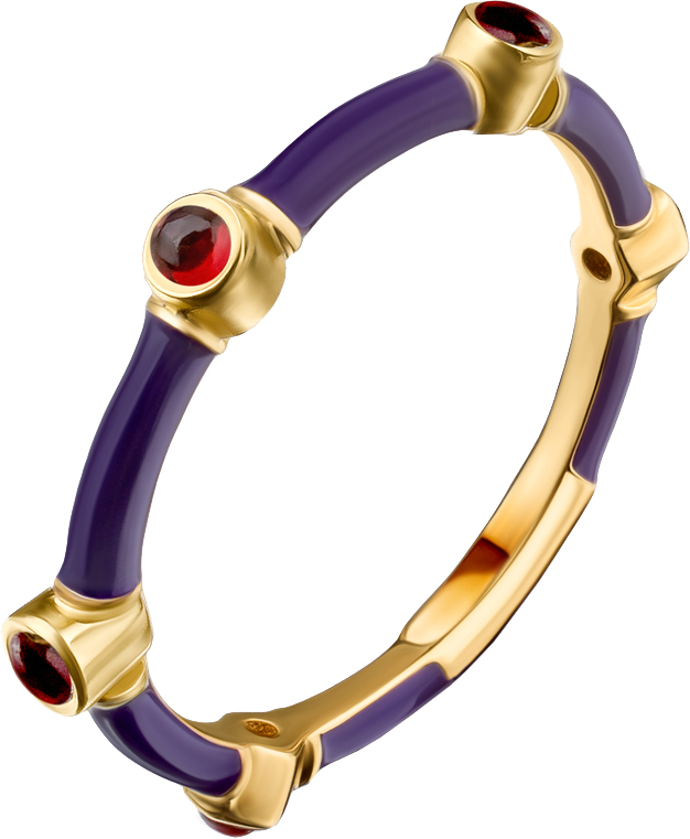 Золотое кольцо Русские Самоцветы 88828 с альмандинами, эмалью