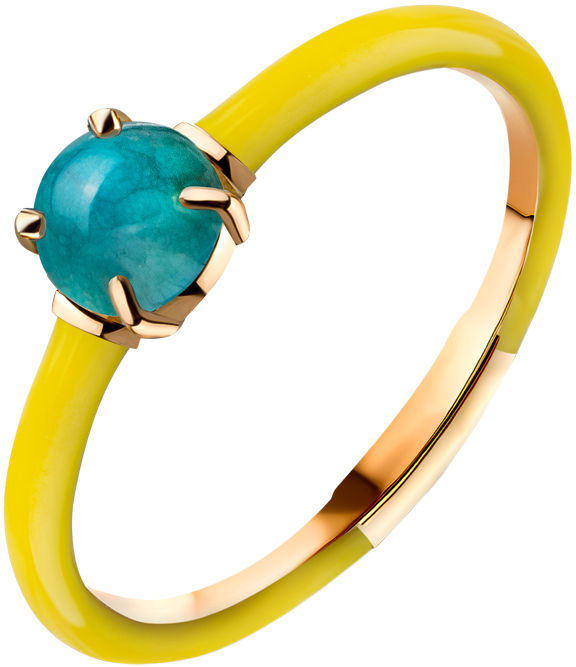 Золотое кольцо Русские Самоцветы 88837 с искусственной бирюзой, эмалью