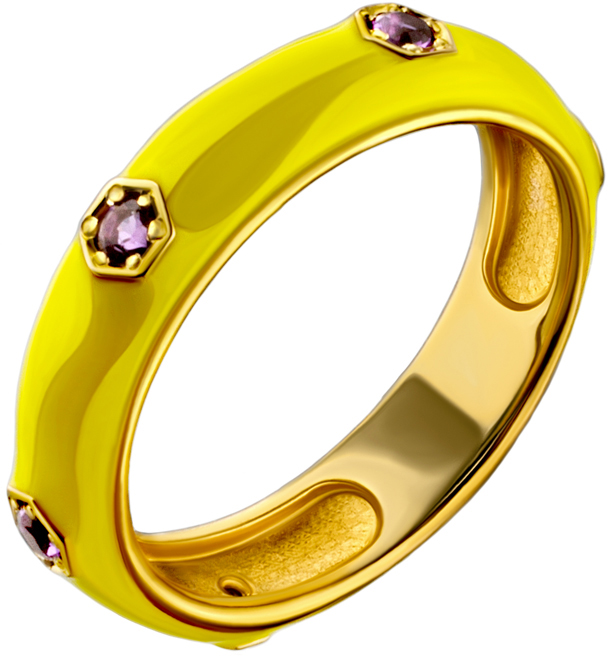 Золотое кольцо Русские Самоцветы 88895 с аметистами, эмалью
