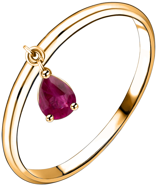 Золотое кольцо с подвеской Русские Самоцветы 95671 с рубином