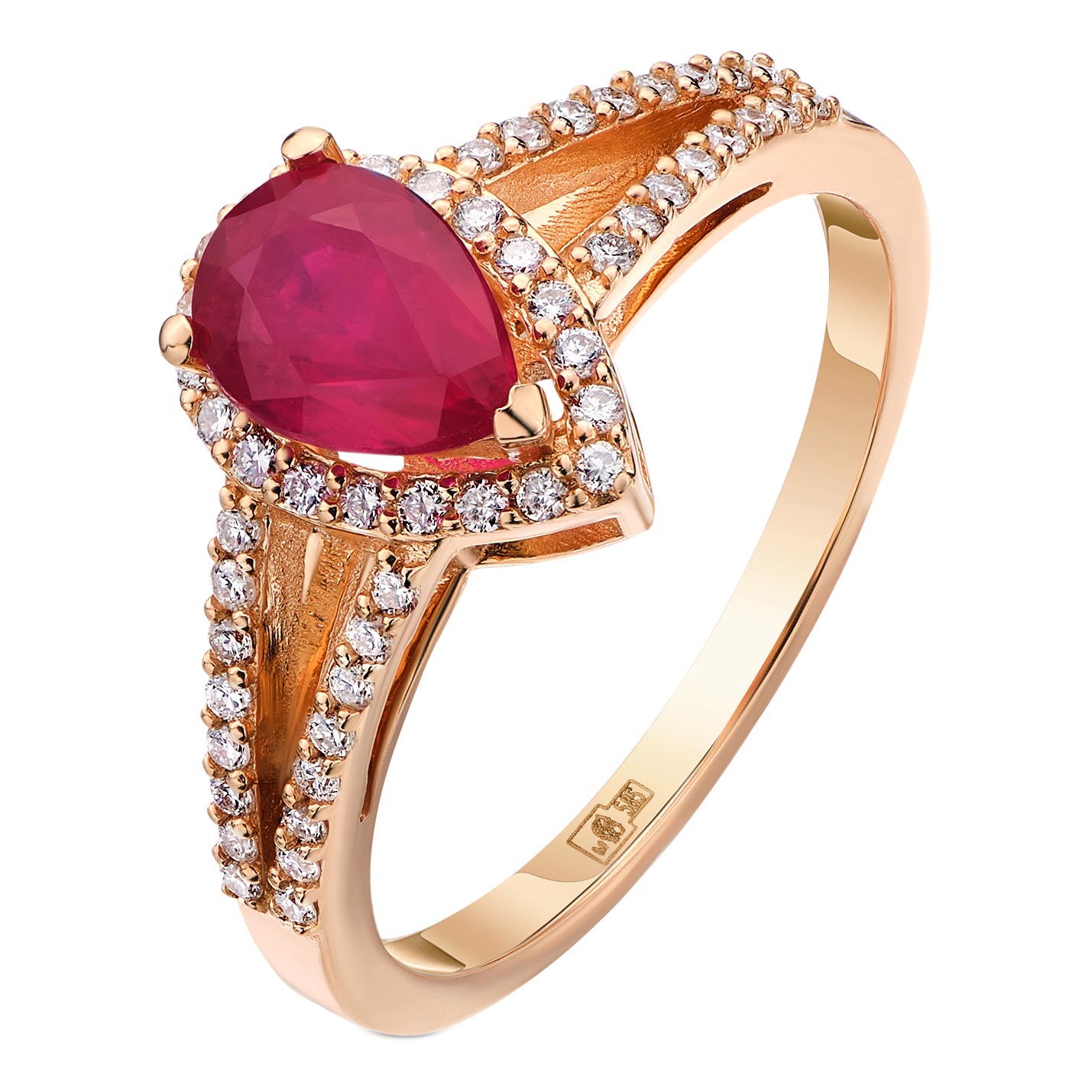 Золотое кольцо SARGON JEWELRY R2120-3009 с рубином, бриллиантами