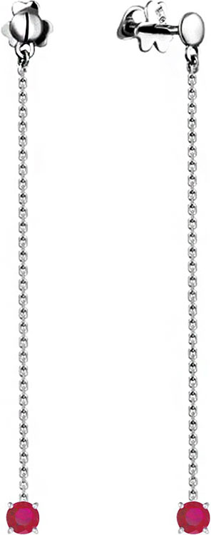 Серебряные длинные серьги СБ Золото SG-26/03709/1R2 с рубинами