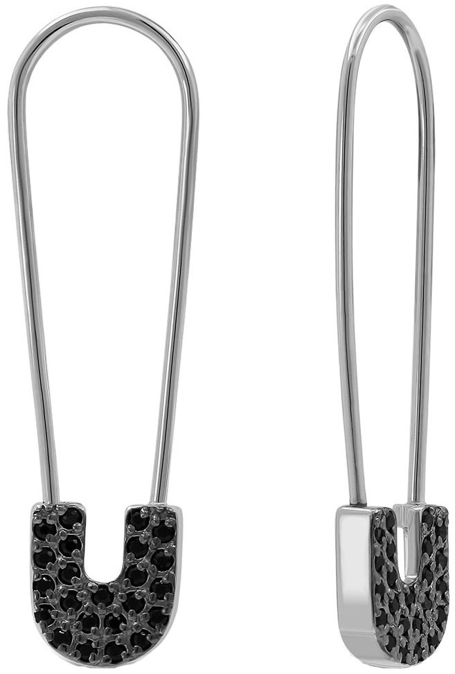Серебряные серьги булавки Серебро России S-3720RCH216-1053791 с черными фианитами