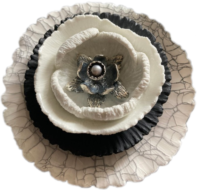 Фарфоровая подвеска ''Цветок'' Shabut jewelry F0002 с жемчугом