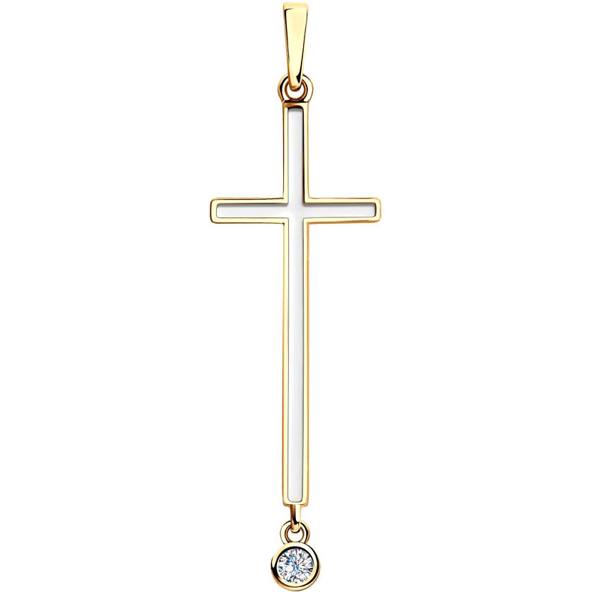Серебряный декоративный крестик SKLV 93030404 с эмалью, фианитом