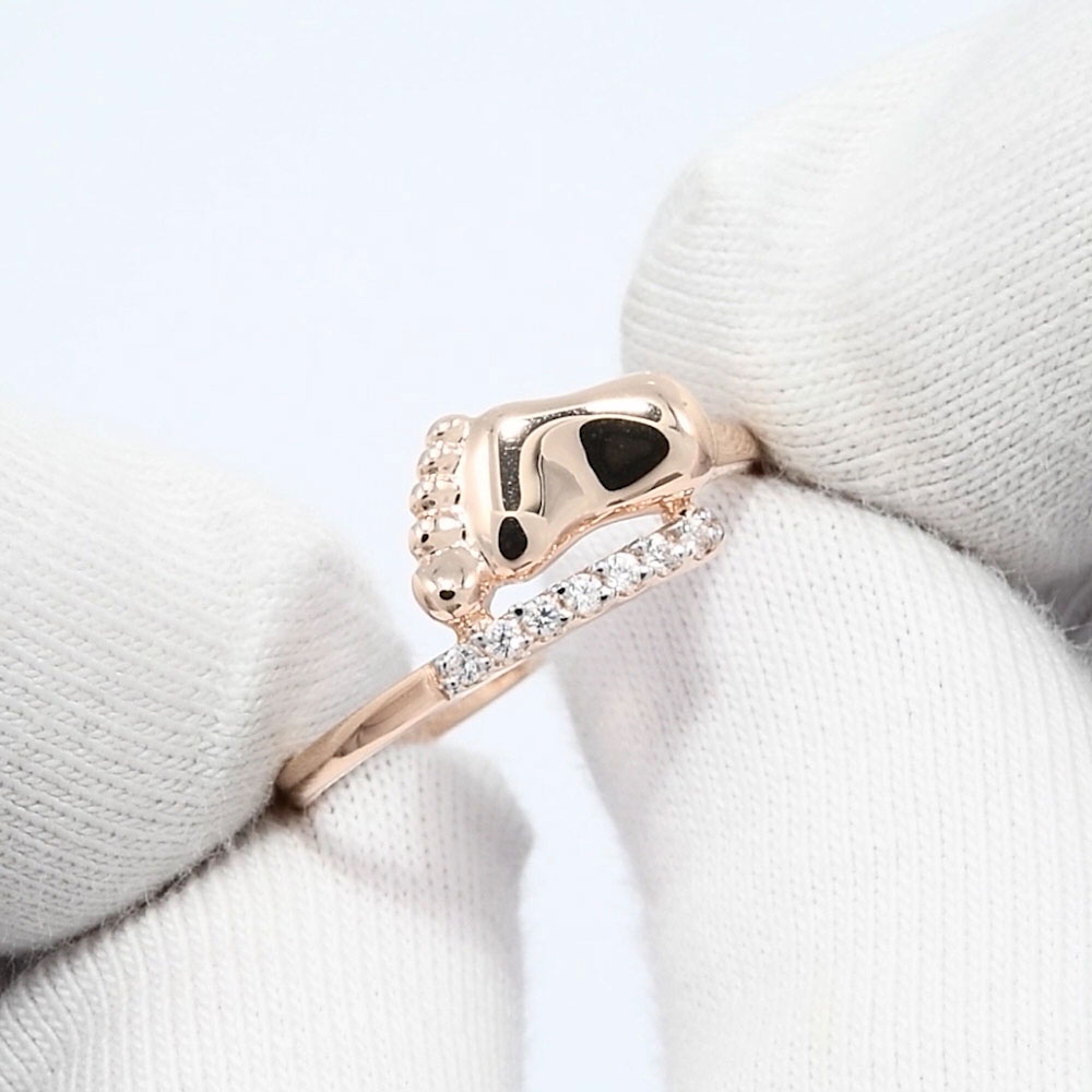 Золотое кольцо на рождение ребенка ''Пяточка'' SOKOLOV 016675 с фианитами — купить в AllTime.ru — фото, отзывы