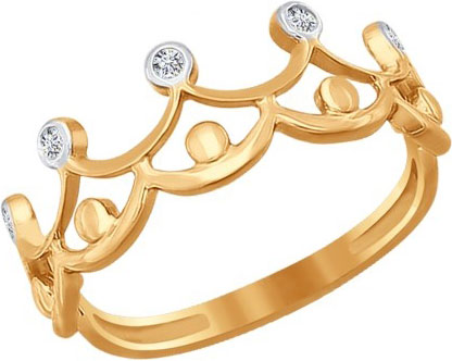 Золотое кольцо корона SOKOLOV 016772 с фианитами