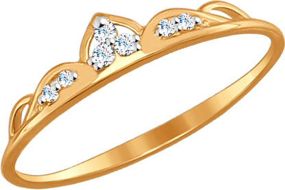 Золотое кольцо корона SOKOLOV 017167 с фианитами