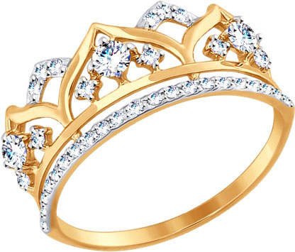 Золотое кольцо корона SOKOLOV 017416 с фианитами