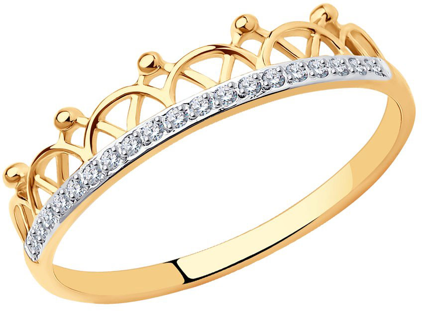 Золотое кольцо корона SOKOLOV 017578 с фианитами