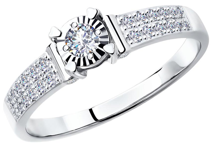 Помолвочное кольцо из белого золота SOKOLOV 1011116 с бриллиантами