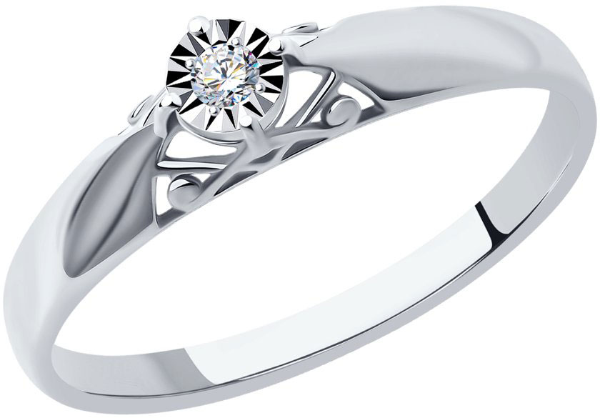 Помолвочное кольцо из белого золота SOKOLOV 1011160 с бриллиантом
