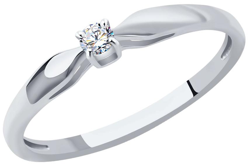 Помолвочное кольцо из белого золота SOKOLOV 1011363 с бриллиантом