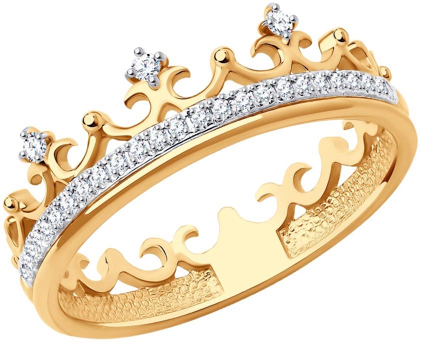 Кольцо с короной золотое