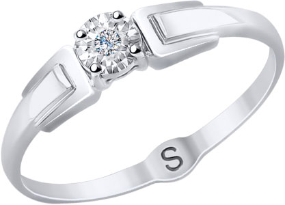 Помолвочное кольцо из белого золота SOKOLOV 1011732 с бриллиантом