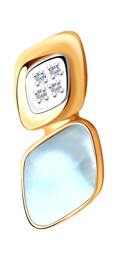 Золотой кулон SOKOLOV 1030761-6 с дублетом из топаза и перламутра, бриллиантами