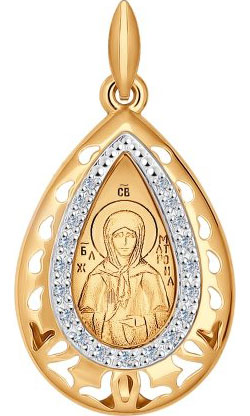Женская золотая иконка ''Святая Матрона Московская'' SOKOLOV 104108