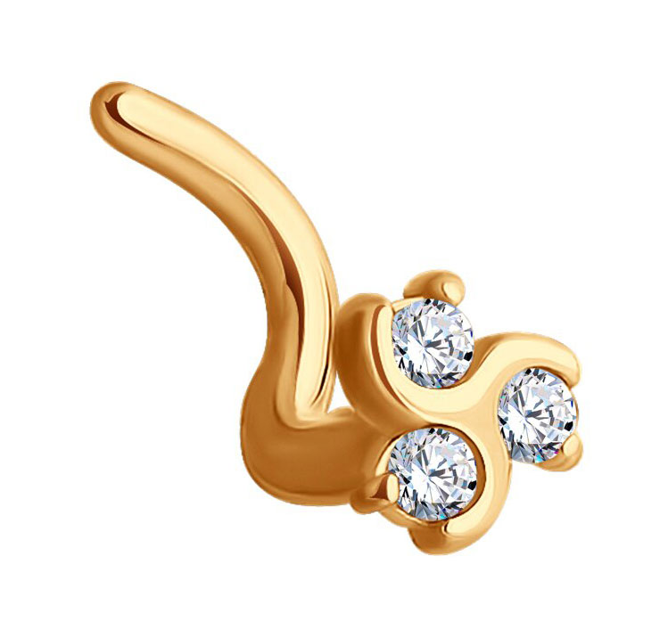 Золотая серьга для пирсинга носа SOKOLOV 1060007 с бриллиантами