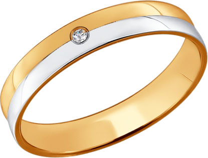 Золотое обручальное парное кольцо SOKOLOV 1110149 с бриллиантом