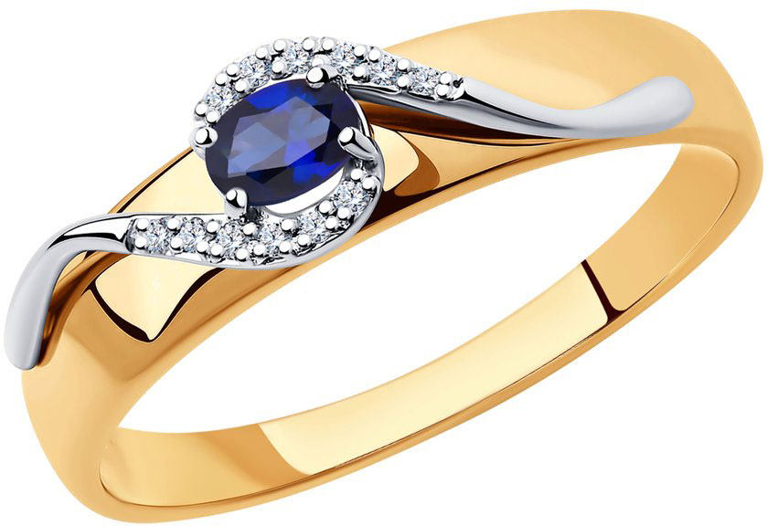 Золотое кольцо SOKOLOV 2010984 с сапфиром, бриллиантами