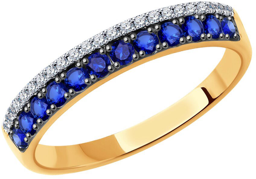 Золотое кольцо SOKOLOV 2011037 с бриллиантами, сапфирами