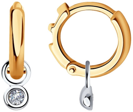 Детские золотые серьги кольца конго  SOKOLOV 241021542-1 с бриллиантами