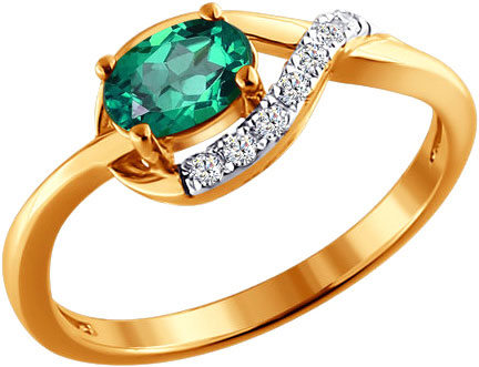 Золотое кольцо SOKOLOV 3010211 с изумрудом, бриллиантами