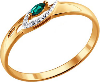 Золотое кольцо SOKOLOV 3010514 с изумрудом, бриллиантами