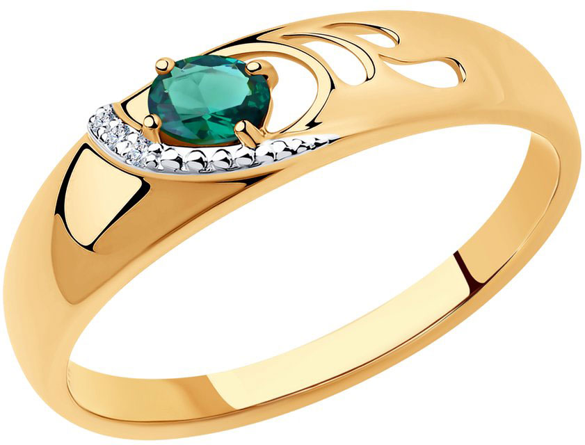 Золотое кольцо SOKOLOV 3010517 с изумрудом, бриллиантами
