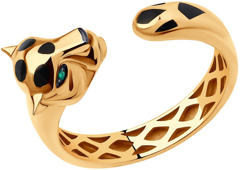 Золотое открытое кольцо SOKOLOV 3010579 с изумрудами