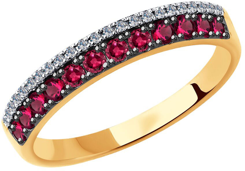 Золотое кольцо SOKOLOV 4010619 с бриллиантами, рубинами