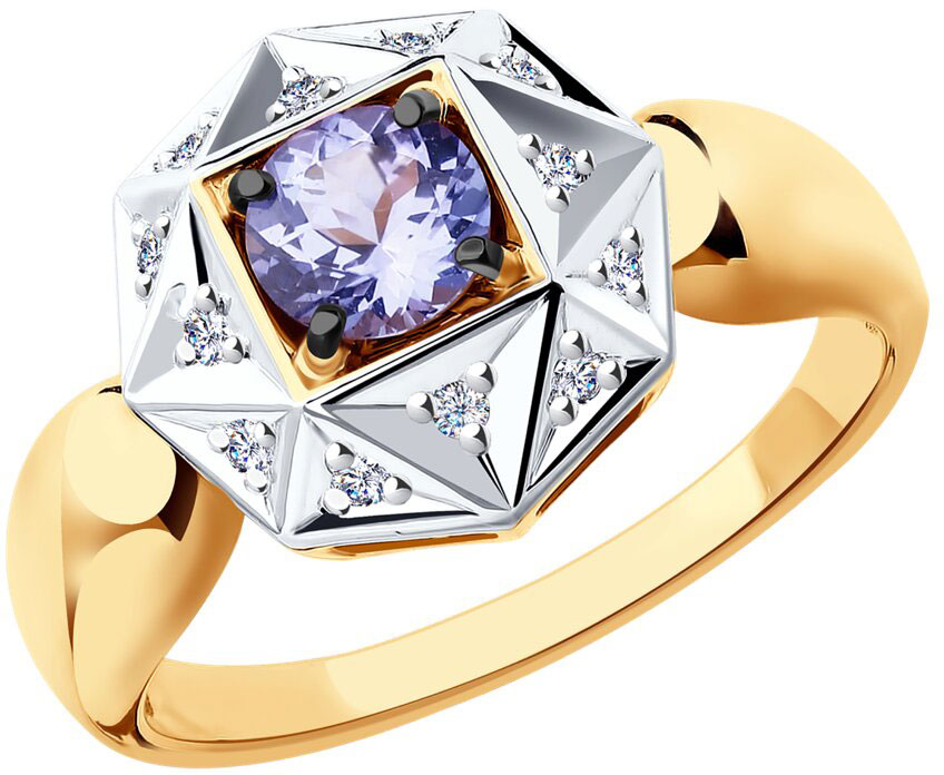 Золотое кольцо SOKOLOV 6014049 с танзанитом, бриллиантами