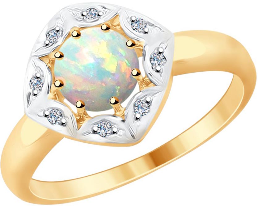 Золотое кольцо SOKOLOV 6014058 с опалом, бриллиантами