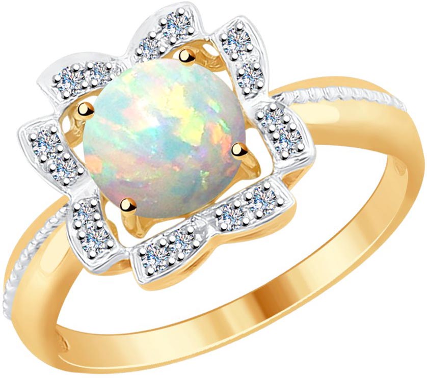 Золотое кольцо SOKOLOV 6014061 с бриллиантами, опалом