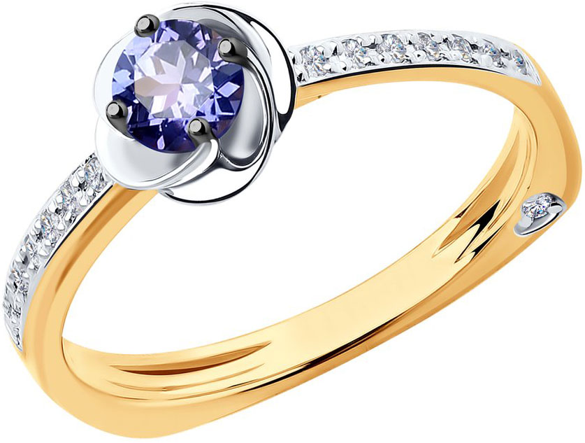 Золотое кольцо SOKOLOV 6014085 с танзанитом, бриллиантами