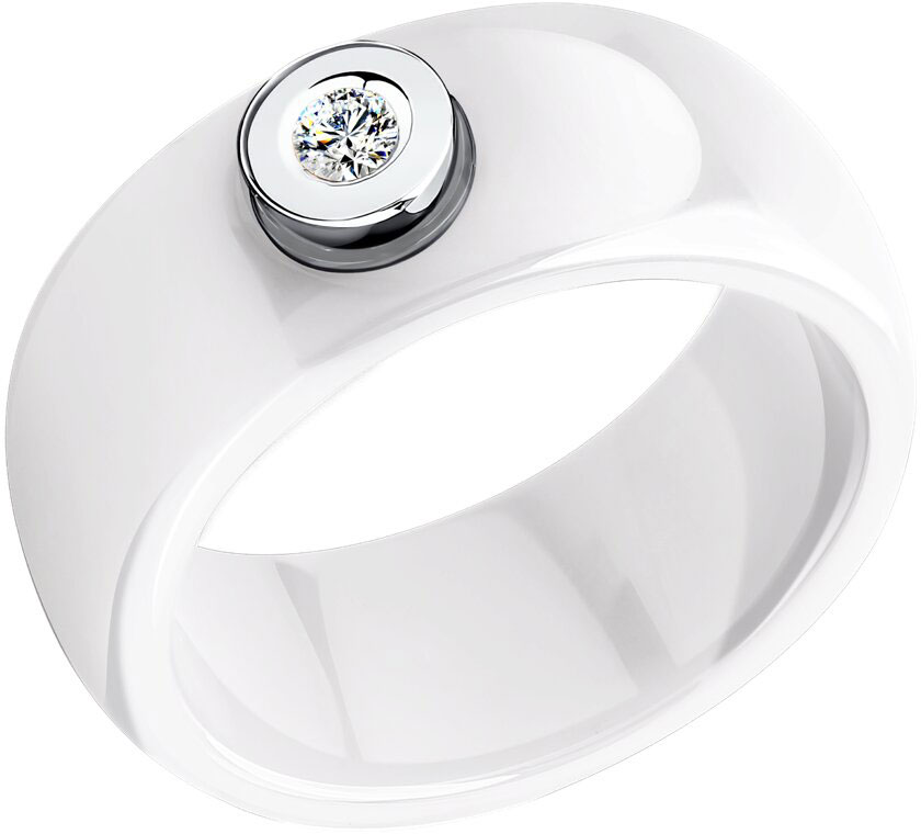 Керамическое кольцо SOKOLOV 6015004 с бриллиантом