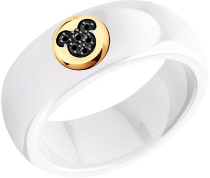 Керамическое кольцо SOKOLOV 6015092 с черными бриллиантами