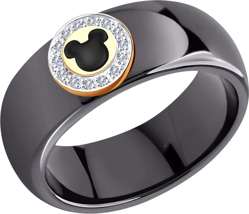 Керамическое кольцо SOKOLOV 6015093 с эмалью, бриллиантами