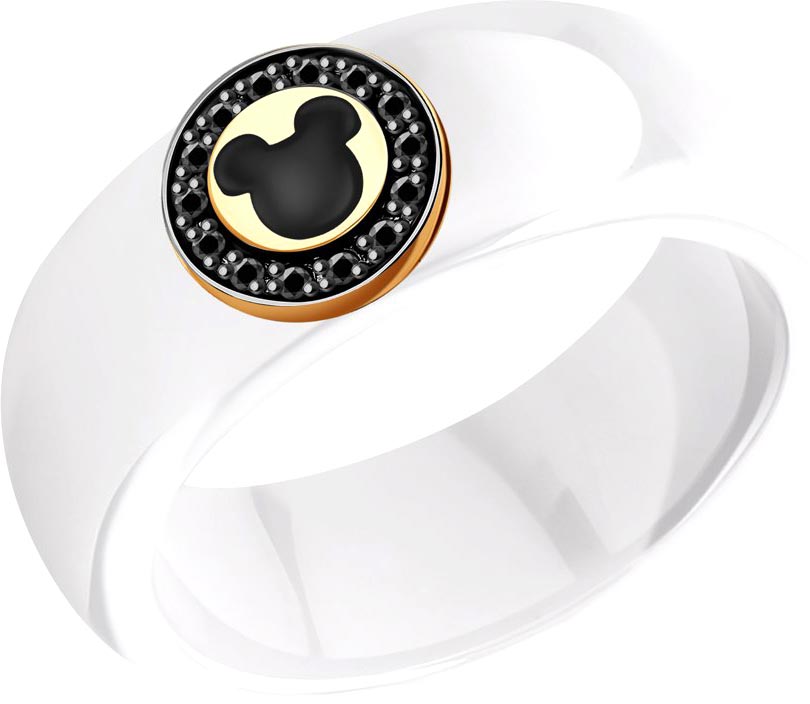 Керамическое кольцо SOKOLOV 6015094 с эмалью, черными бриллиантами — купитьв AllTime.ru — фото