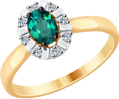 Золотое кольцо SOKOLOV 6017021 с гидротермальным изумрудом, бриллиантами