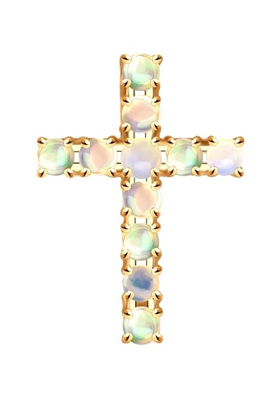 Женский золотой декоративный крестик SOKOLOV 6034096 с опалами