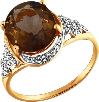 Золотой перстень SOKOLOV 713520 с раухтопазом, фианитами