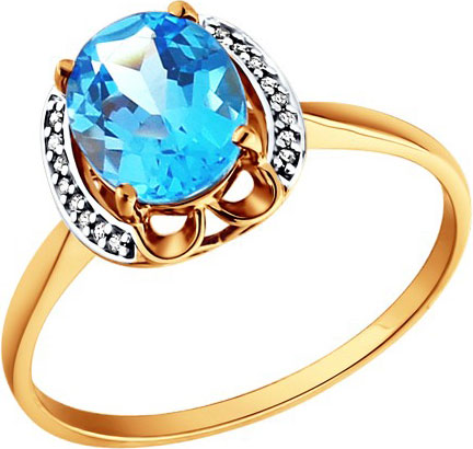 Золотое кольцо SOKOLOV 713571 с топазом, фианитами