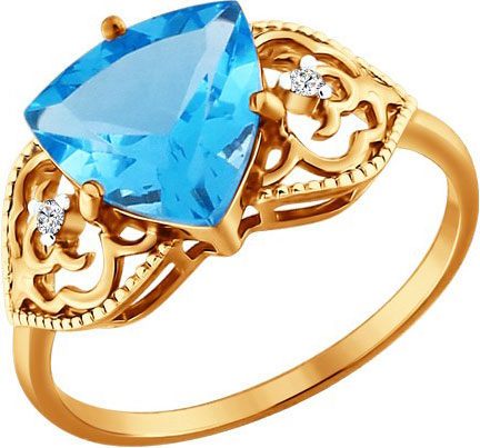 Золотое кольцо SOKOLOV 713610 с топазом, фианитами