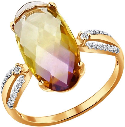 Золотое кольцо SOKOLOV 714095 с аметрином, фианитами