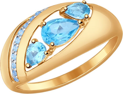 Золотое кольцо SOKOLOV 714538 с топазами, фианитами