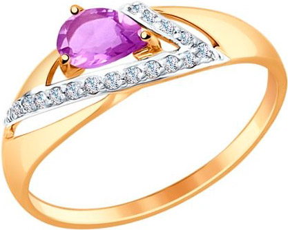 Золотое кольцо SOKOLOV 714676 с аметистом, фианитами