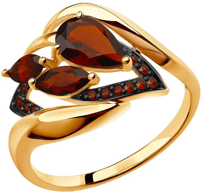 Золотое кольцо SOKOLOV 714777 с гранатами, фианитами