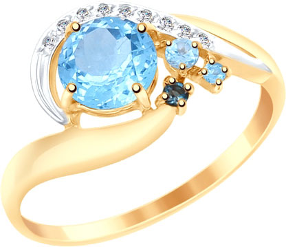 Золотое кольцо SOKOLOV 715047 с топазами, фианитами